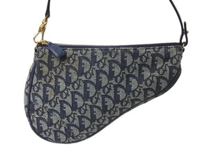 CHRISTIAN DIOR クリスチャンディオール トロッター サドルバッグ ワンショルダーバッグ サドルポーチ ネイビー 美品 中古 4b002679