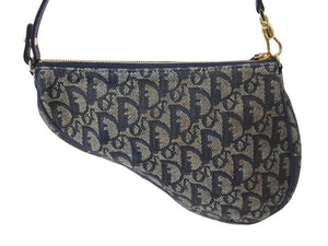 CHRISTIAN DIOR クリスチャンディオール トロッター サドルバッグ ワンショルダーバッグ サドルポーチ ネイビー 美品 中古 4b002679