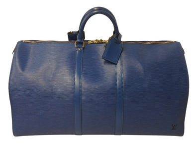 LOUIS VUITTON ルイヴィトン キーポル55 ボストンバッグ エピレザー ブルー M42955 美品 中古 4b002683