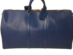 LOUIS VUITTON ルイヴィトン キーポル55 ボストンバッグ エピレザー ブルー M42955 美品 中古 4b002683