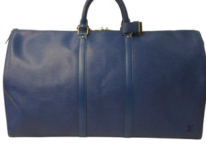 LOUIS VUITTON ルイヴィトン キーポル55 ボストンバッグ エピレザー ブルー M42955 美品 中古 4b002683