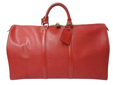 極美品 LOUIS VUITTON ルイヴィトン キーポル50 ボストンバッグ M42967 カスティリアンレッド エピレザー 中古 4b002684