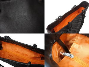 CHANEL シャネル カンボンライン ラージトートバッグ 10番台 A25169 ココマーク カーフスキン パテントレザー ブラウン 美品 中古 4b002692