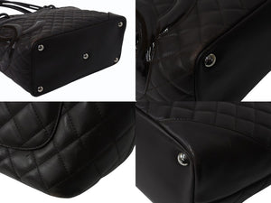 CHANEL シャネル カンボンライン ラージトートバッグ 10番台 A25169 ココマーク カーフスキン パテントレザー ブラウン 美品 中古 4b002692