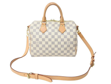 LOUIS VUITTON ルイヴィトン ダミエ アズール スピーディバンドリエール25 N41374 ホワイト ハンドバッグ ショルダー ロゴ ゴールド金具 美品 中古 4b002693