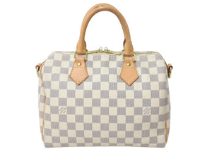 LOUIS VUITTON ルイヴィトン ダミエ アズール スピーディバンドリエール25 N41374 ホワイト ハンドバッグ ショルダー ロゴ ゴールド金具 美品 中古 4b002693
