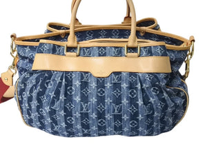 極美品 LOUIS VUITTON ルイヴィトン モノグラムデニム カバレイエGM 2way ショルダーバッグ ブルー ゴールド金具 M95336 中古 4b002695