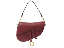 Load image into Gallery viewer, 極美品 CHRISTIAN DIOR クリスチャンディオール サドルバッグ ワンショルダーバッグ 28-MA-0179 レザー ボルドー ゴールド 中古 4b002697
