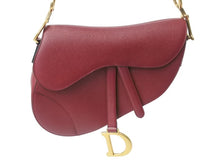 Load image into Gallery viewer, 極美品 CHRISTIAN DIOR クリスチャンディオール サドルバッグ ワンショルダーバッグ 28-MA-0179 レザー ボルドー ゴールド 中古 4b002697