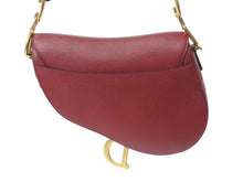 Load image into Gallery viewer, 極美品 CHRISTIAN DIOR クリスチャンディオール サドルバッグ ワンショルダーバッグ 28-MA-0179 レザー ボルドー ゴールド 中古 4b002697