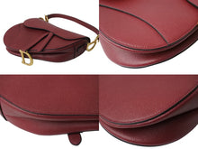Load image into Gallery viewer, 極美品 CHRISTIAN DIOR クリスチャンディオール サドルバッグ ワンショルダーバッグ 28-MA-0179 レザー ボルドー ゴールド 中古 4b002697