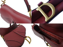 Load image into Gallery viewer, 極美品 CHRISTIAN DIOR クリスチャンディオール サドルバッグ ワンショルダーバッグ 28-MA-0179 レザー ボルドー ゴールド 中古 4b002697