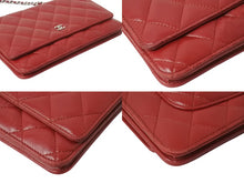 Load image into Gallery viewer, CHANEL シャネル チェーンウォレット ショルダーバッグ 長財布 19番台 ラムスキン ココマーク キルティング レッド 美品 中古 4b002700