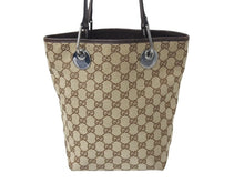 画像をギャラリービューアに読み込む, GUCCI グッチ トートバッグ ハンドバッグ GGキャンバス 120840 3444 イタリア製 ベージュ ブラウン シルバー金具 美品 中古 4b002707 