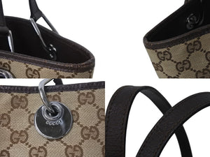 GUCCI グッチ トートバッグ ハンドバッグ GGキャンバス 120840 3444 イタリア製 ベージュ ブラウン シルバー金具 美品 中古 4b002707 
