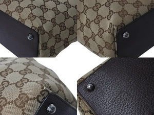 GUCCI グッチ トートバッグ ハンドバッグ GGキャンバス 120840 3444 イタリア製 ベージュ ブラウン シルバー金具 美品 中古 4b002707 