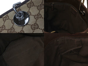 GUCCI グッチ トートバッグ ハンドバッグ GGキャンバス 120840 3444 イタリア製 ベージュ ブラウン シルバー金具 美品 中古 4b002707 