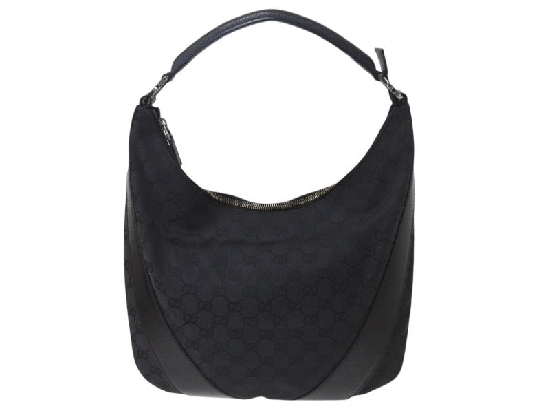 GUCCI グッチ ハンドバッグ ブラック GGスプリームキャンバス レザー 124357 GG柄 シルバー金具 美品 中古 4b002709
