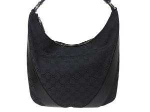 GUCCI グッチ ハンドバッグ ブラック GGスプリームキャンバス レザー 124357 GG柄 シルバー金具 美品 中古 4b002709