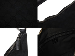 GUCCI グッチ ハンドバッグ ブラック GGスプリームキャンバス レザー 124357 GG柄 シルバー金具 美品 中古 4b002709
