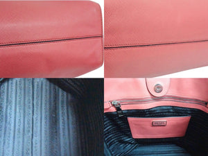 PRADA プラダ 2WAYバッグ ハンドバッグ ショルダーバッグ トライアングルロゴ 三角ロゴ ピンク シルバー金具 美品 中古 4b002711 