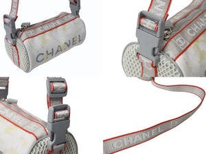 CHANEL シャネル スポーツライン ミニドラム ココマーク ショルダーバッグ 10番台 ラバー ホワイト レッド グレー シルバー金具 良品 中古 4b002714