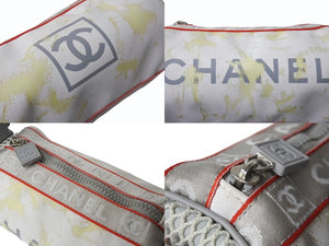 CHANEL シャネル スポーツライン ミニドラム ココマーク ショルダーバッグ 10番台 ラバー ホワイト レッド グレー シルバー金具 良品 中古 4b002714