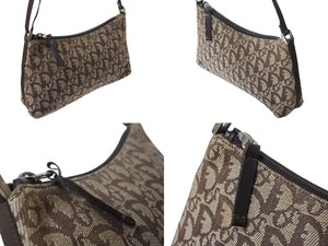 CHRISTIAN DIOR クリスチャンディオール アクセポ トロッター ワンショルダーバッグ ハンドバッグ ブラウン シルバー金具 良品 中古 4b002715