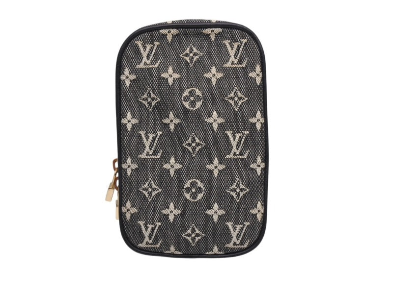 極美品 LOUIS VUITTON ルイヴィトン モノグラム ミニ ウス ディジタル デジカメケース ポーチ M92066 グレー ネイビー 中古 4b002720
