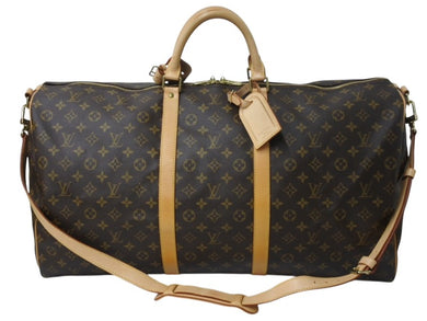 極美品 LOUIS VUITTON ルイヴィトン キーポル バンドリエール60 ボストンバッグ M41412 モノグラム PVC レザー ブラウン 中古 4b002724