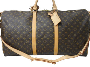 極美品 LOUIS VUITTON ルイヴィトン キーポル バンドリエール60 ボストンバッグ M41412 モノグラム PVC レザー ブラウン 中古 4b002724