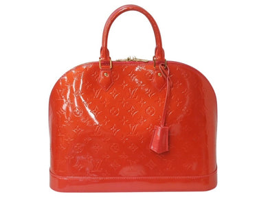 LOUIS VUITTON ルイヴィトン アルマGM ハンドバック ヴェルニ パテント M90096 レッド モノグラム 美品 中古 4b002727