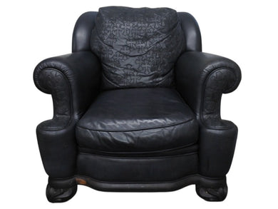 CHROMEHEARTS クロムハーツ ソファ椅子 セメタリー クロスパッチ 希少 エボニーウッド レザー ブラック 美品 中古 4b002730 