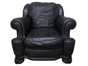 CHROMEHEARTS クロムハーツ ソファ椅子 セメタリー クロスパッチ 希少 エボニーウッド レザー ブラック 美品 中古 4b002730 