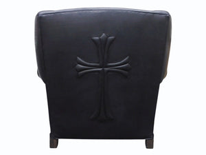 CHROMEHEARTS クロムハーツ ソファ椅子 セメタリー クロスパッチ 希少 エボニーウッド レザー ブラック 美品 中古 4b002730 
