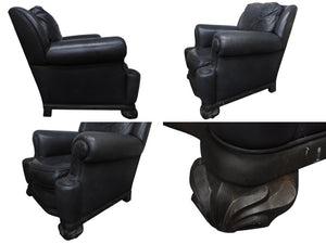 CHROMEHEARTS クロムハーツ ソファ椅子 セメタリー クロスパッチ 希少 エボニーウッド レザー ブラック 美品 中古 4b002730 