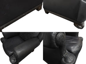 CHROMEHEARTS クロムハーツ ソファ椅子 セメタリー クロスパッチ 希少 エボニーウッド レザー ブラック 美品 中古 4b002730 