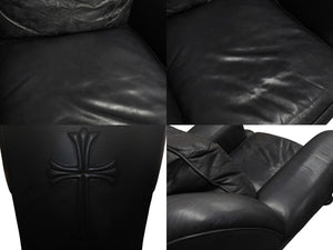 CHROMEHEARTS クロムハーツ ソファ椅子 セメタリー クロスパッチ 希少 エボニーウッド レザー ブラック 美品 中古 4b002730 