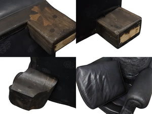 CHROMEHEARTS クロムハーツ ソファ椅子 セメタリー クロスパッチ 希少 エボニーウッド レザー ブラック 美品 中古 4b002730 