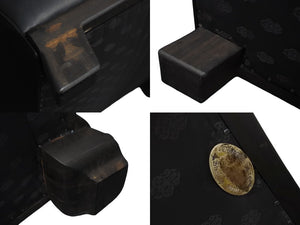 CHROMEHEARTS クロムハーツ ソファ椅子 セメタリー クロスパッチ 希少 エボニーウッド レザー ブラック 美品 中古 4b002731 