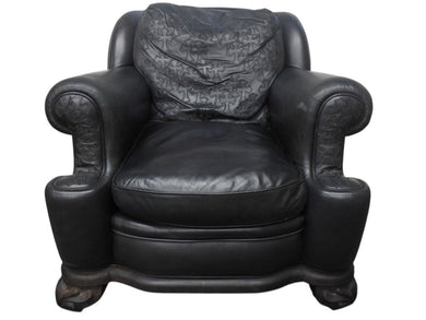 CHROMEHEARTS クロムハーツ ソファ椅子 セメタリー クロスパッチ 希少 エボニーウッド レザー ブラック 美品 中古 4b002731 