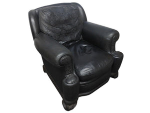 CHROMEHEARTS クロムハーツ ソファ椅子 セメタリー クロスパッチ 希少 エボニーウッド レザー ブラック 美品 中古 4b002731 