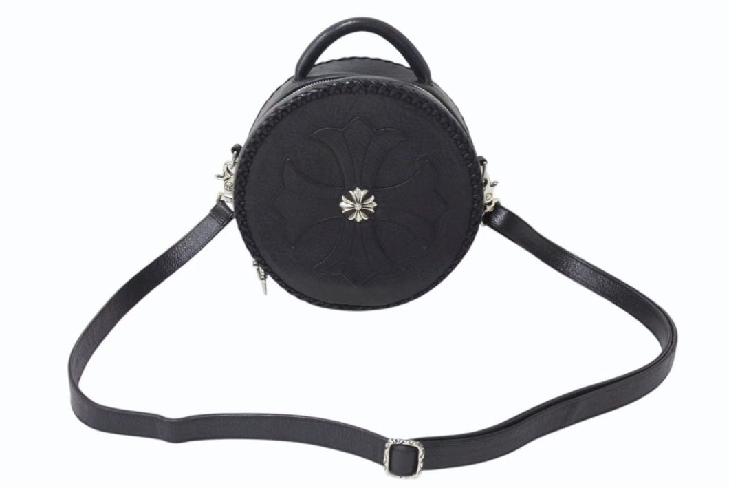 極美品 CHROME HEARTS クロムハーツ BLUE MOON BABY ブルームーンベイビー ショルダーバッグ CHプラスパッチ レザー シルバー925 中古 4b002732