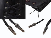 画像をギャラリービューアに読み込む, 極美品 CHROME HEARTS クロムハーツ レザーベスト オーダー スタークロスクロー パープル ブラック シルバー925 希少レザー 中古 4b002733 