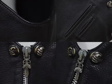 画像をギャラリービューアに読み込む, 極美品 CHROME HEARTS クロムハーツ レザーベスト オーダー スタークロスクロー パープル ブラック シルバー925 希少レザー 中古 4b002733 