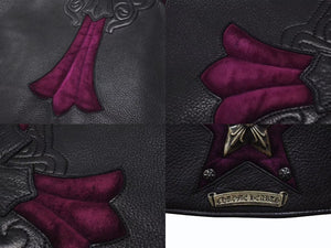 極美品 CHROME HEARTS クロムハーツ レザーベスト オーダー スタークロスクロー パープル ブラック シルバー925 希少レザー 中古 4b002733 