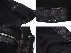極美品 CHROME HEARTS クロムハーツ レザーベスト オーダー スタークロスクロー パープル ブラック シルバー925 希少レザー 中古 4b002733 