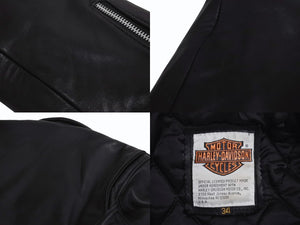 HARLEY DAVIDSON ハーレーダビットソン ダブル ライダース ベルト レザージャケット ブラック シルバー金具 サイズ34 中古 4b002755