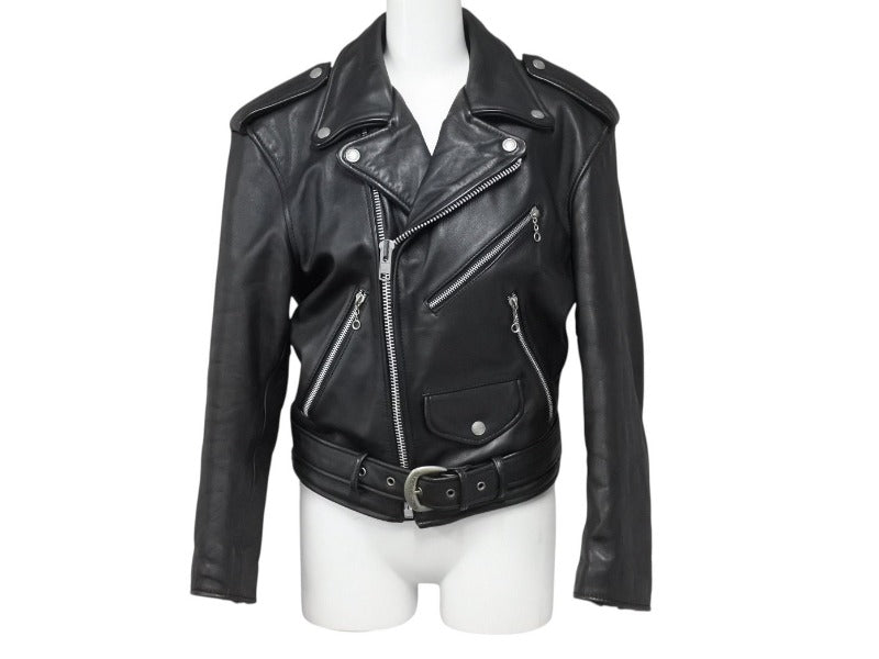 HARLEY DAVIDSON ハーレーダビットソン ダブル ライダース ベルト レザージャケット ブラック シルバー金具 サイズ34 中古 4b002755
