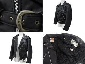 HARLEY DAVIDSON ハーレーダビットソン ダブル ライダース ベルト レザージャケット ブラック シルバー金具 サイズ34 中古 4b002755